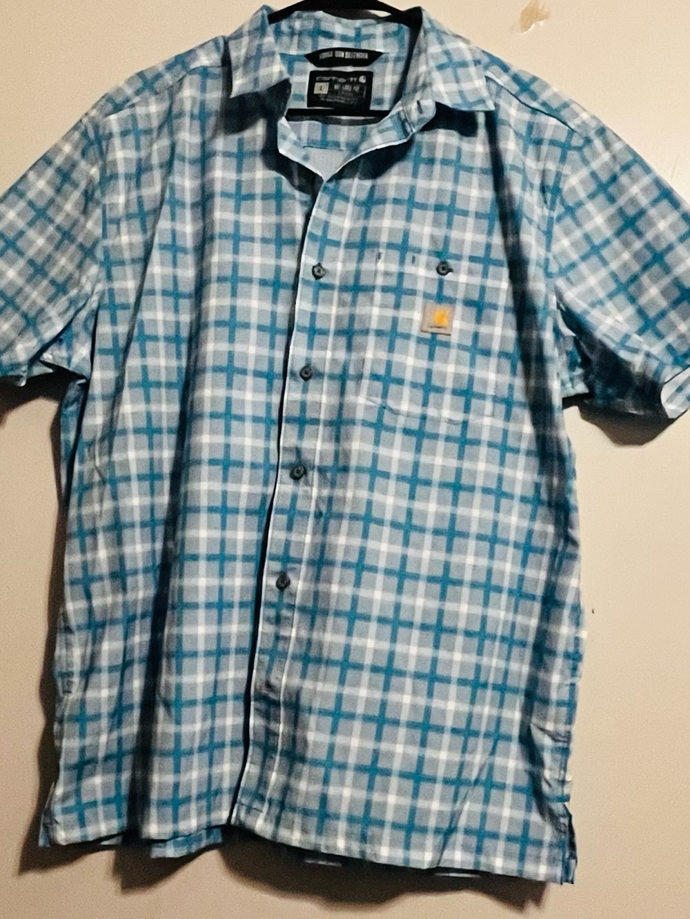 Carhartt Force Sun Defender Relaxed Fit Plaid Button-Down Shirt Size L